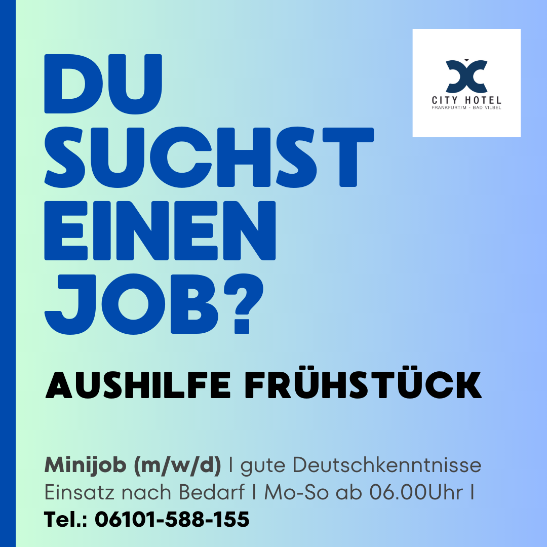 Aushilfe Frühstück, Minijob (m/w/d), gute Deutschkenntnisse, City Hotel Bad Vilbel